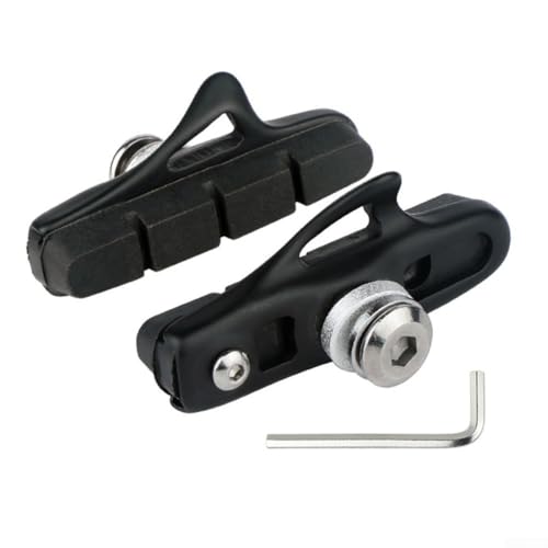 C-Bremsbeläge 1 Paar 55 mm für Rennrad für Carbonfaser-Felge, Aluminiumlegierung und Gummi-Bremskomponenten mit Sandführungsschlitzen für Felgenschutz (schwarze Schalen-Schwarz) von Tidevib