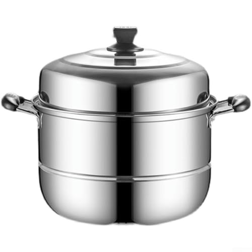 Dampfgarer aus Edelstahl mit doppelschichtigem Design zum Kochen gesunder Mahlzeiten (26 cm) von Tidevib