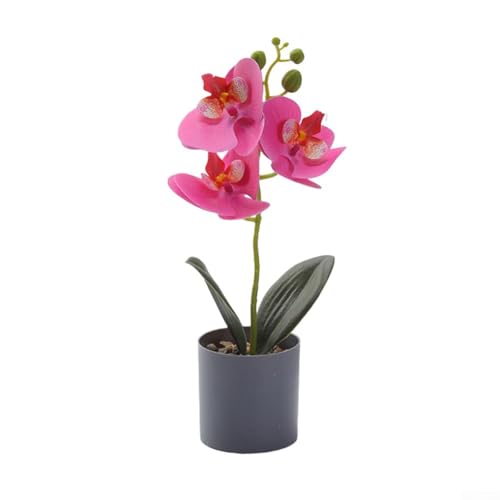 Desktop Orchidee Simulation Blume Schöne Topfpflanze Ornament für Zuhause und Büro Dekoration (rot) von Tidevib
