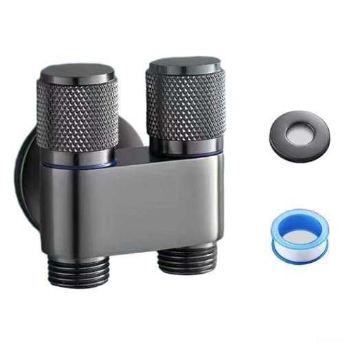 Drehschalter Dual Control Ventil für WC und Bidet Sprüher mit Standard G1/2 Schnittstelle Anschluss (Grau) von Tidevib