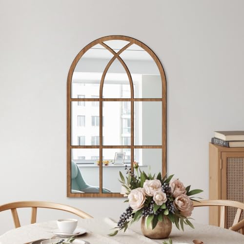 Einzigartiger Acryl-Spiegelaufkleber aus Holz im halbrunden Fensterdesign zur Verschönerung der Raumdekoration (Holz) von Tidevib
