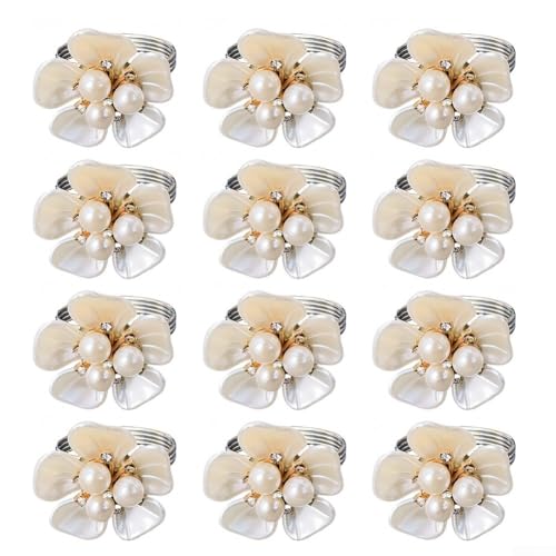 Elegante Serviettenringe mit Muschelperlen für Esstischdekoration, Kunstperlenschnurhalter für Hochzeiten und Dinner-Partys, 12 Stück von Tidevib