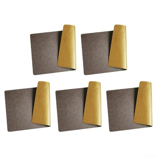 Elegante und funktionale Tischsets aus Leder, 5 Stück, waschbare Tischsets für Zuhause (Braun und Kurkuma) von Tidevib