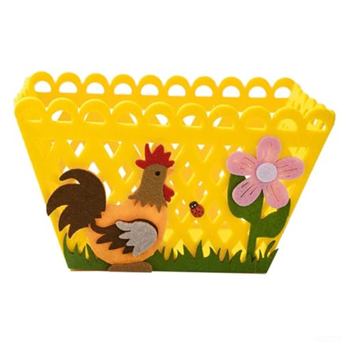 Filzkörbe für Ostern mit Hasen- und Hühner-Designs, geeignet für die Organisation von Pralinen, Süßigkeiten und kleinen Gegenständen auf Partys (gelb) von Tidevib
