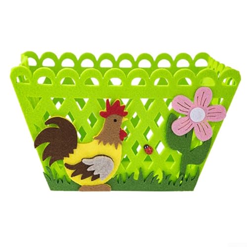 Filzkörbe für Ostern mit Hasen- und Hühner-Designs, geeignet für die Organisation von Pralinen, Süßigkeiten und kleinen Gegenständen auf Partys (grün) von Tidevib