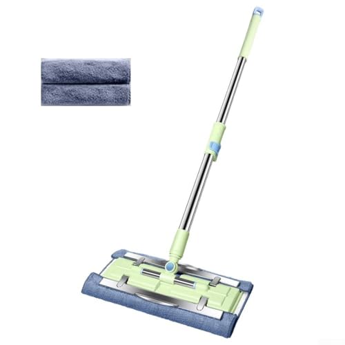 Flacher Mikrofaser-Wischmopp mit Edelstahlgriff, geeignet zum Absorbieren von Haaren und Flecken, funktioniert gut auf verschiedenen Böden wie Marmor und Holz (grün) von Tidevib