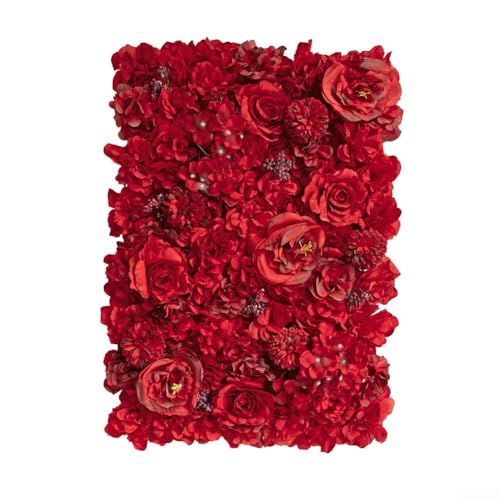 Florales Wandpaneel mit künstlichen Rosen und Pfingstrosen für Hochzeitsbedarf, Hoteldekoration, Event-Hintergründe und Fotobereichsverbesserung (Burgunderrot) von Tidevib