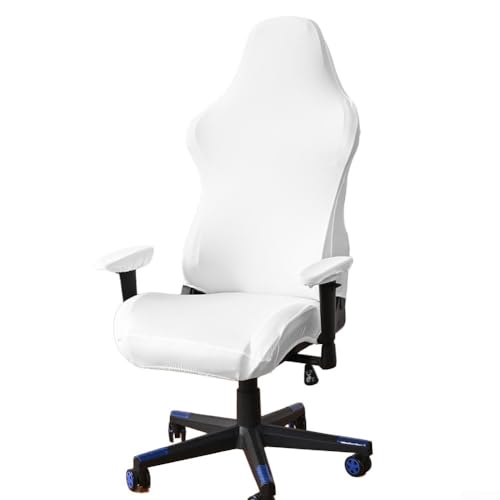 Gaming-Stuhlhussen mit Armlehnenschutz, staubdichter und waschbarer Stoff für Bürostühle (Weiß) von Tidevib