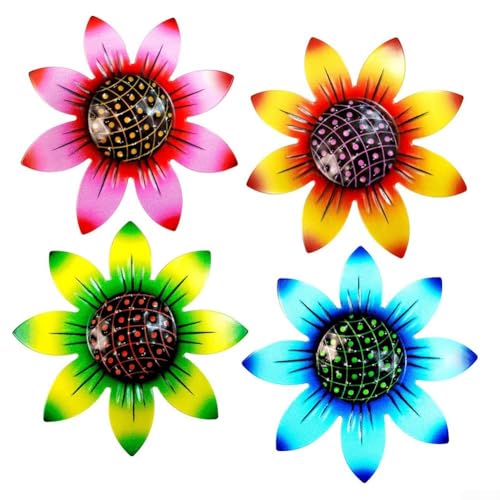 Große Metall-Blumen-Wandkunst, auffällige Outdoor-dekorative Skulptur für Terrassen, Höfe und Häuser, einfach aufzuhängen, mit dreieckigem Dreieck (grün) von Tidevib