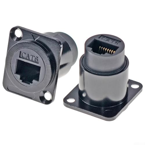 Hohe Leistung für RJ45-D-Typ-Stecker, 2 Stück Cat6-Durchgangsbuchse für Datenintegrität (schwarz) von Tidevib