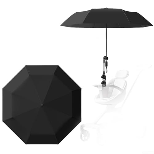 Kinderwagen-Sonnenschirm mit UPF 50+ Schutz, stilvolles Design für Sicherheit im Freien (schwarz) von Tidevib