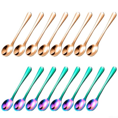 Kompaktes 8-teiliges Löffel-Set aus Edelstahl, perfekte Größe für Gewürzgläser (bunt) von Tidevib
