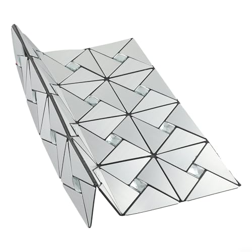 Küchenmosaik-Wandfliese aus Aluminium mit Abzieh- und Anbringung, für den Innenbereich, inkl. Netzrückseite für verschiedene Umgebungen (Silber) von Tidevib