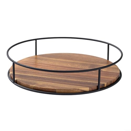 Lazy Susan aus Naturholz für einfache Gewürzorganisation, perfekte Ergänzung für Ihre Küche oder Ihren Esstisch von Tidevib
