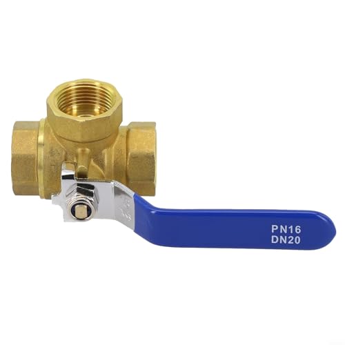 Messing Kugelhahn 3 Wege Bohrung mit Innengewinde für Wasser Öl und Gas Verwendung, Fester Kugelhahnaufbau, Nenndruck 1 6MPa, ISO 228 Rohrgewinde (DN20 T Typ) von Tidevib