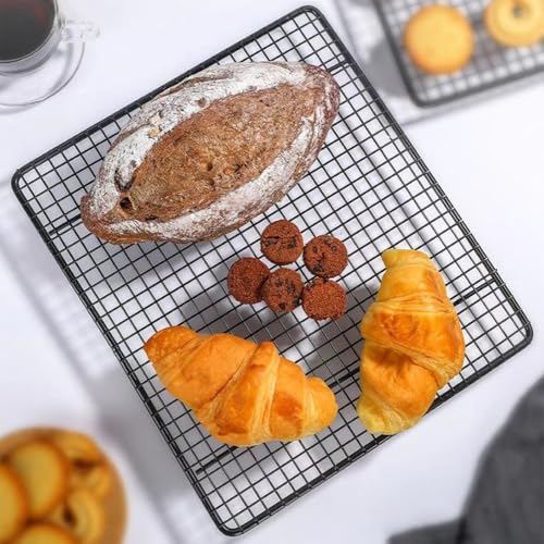 Metall-Kuchen-Kühlgitter mit Nicht-Beschichtung zum Backen und Grillen, vollseitiges Design-Tablett für Luftzirkulation und gleichmäßige Hitze für schnelleres Kochen (46 x 26 cm) von Tidevib