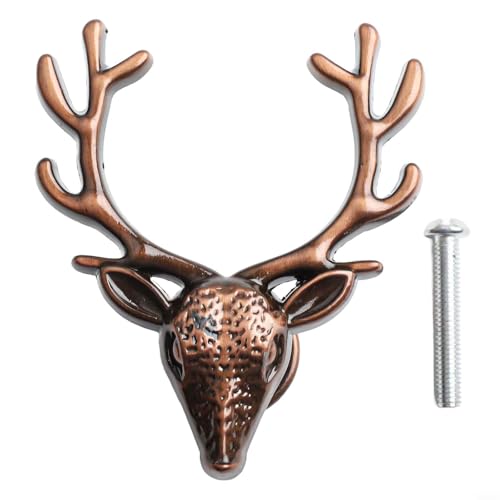 Metallgriff in Hirschform für Kleiderschrank, Türknauf und Schrankgriff, Zinklegierung, Möbel, dekorative Hardware (Rotbronze) von Tidevib