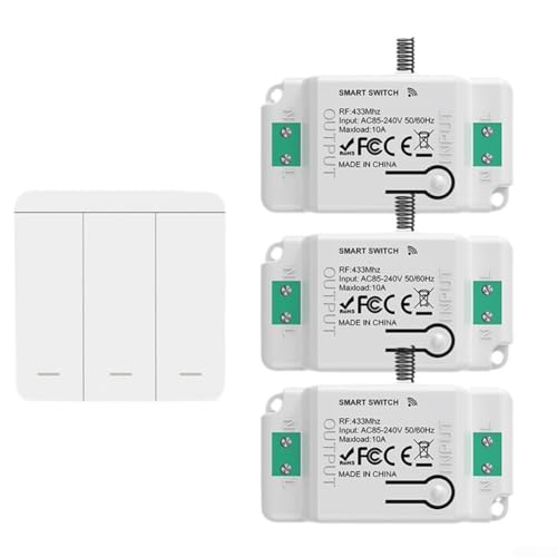 Multi Receiver Wireless Lichtschalter Kit für nahtloses Beleuchtungsmanagement in Flur und Garage von Tidevib