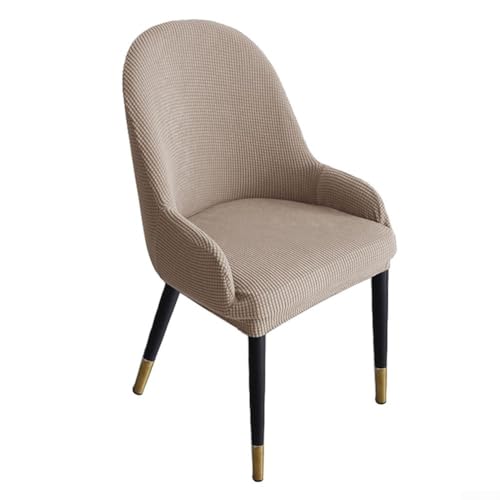 Samt-Halbrunder Stuhlbezug für Esszimmerstuhl, weicher und bequemer Stretch-Stoff (Khaki) von Tidevib
