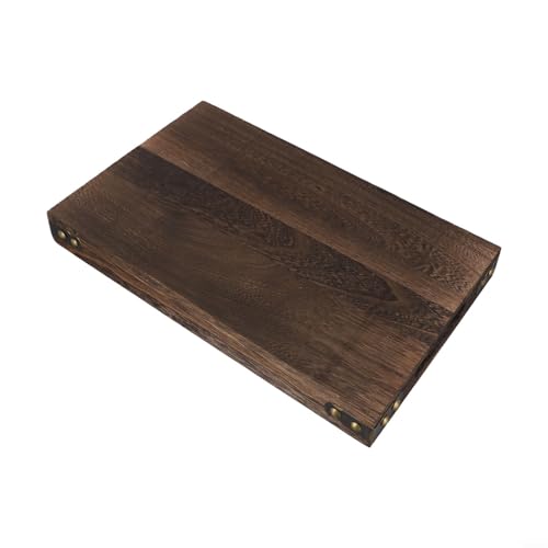 Serviertablett aus Massivholz mit Eisen-Eckstütze und hohlen Griffen für zuverlässige Gastronomie (S 32 x 20 x 4 cm) von Tidevib