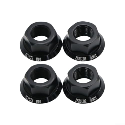 Set mit 4 M10 P1 0 Fahrradnabenflanschachsmuttern, starke Aluminiumlegierung für sichere Radnabenmontage (schwarz) von Tidevib