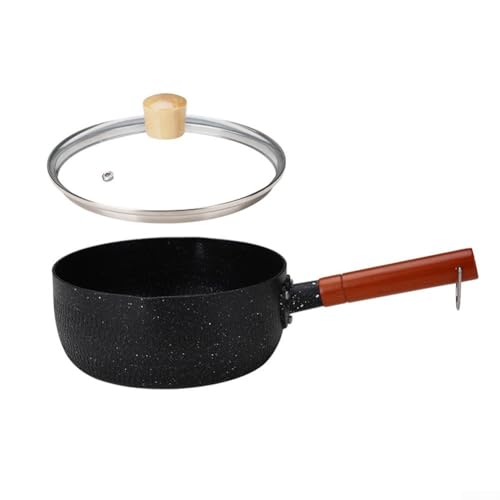 Stabiler Maifan Stone Suppentopf mit Antihaftbeschichtung für mühelose Zubereitung von Mahlzeiten und bequemes Ausgießen (schwarz, 20 cm) von Tidevib