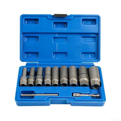 Steckschlüssel-Set, 7-teilig, mit Sicherungsmutter-Ausdreher zum Entfernen von abgerundeten Schrauben, mit Spiralverzahnung und 3/8-Zoll-Antriebsadapter (11 Stück) von Tidevib