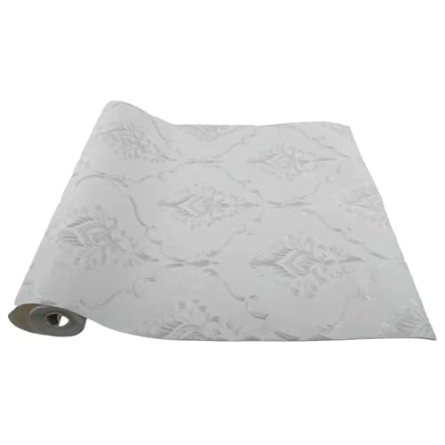 Tidevib 0,53 x 9,5 m Klassische Große Muster Damast Tapete Wasserdicht Schrubbbare PVC Wandverkleidung für Wohnzimmer Schlafzimmer Küche Büro Nicht Selbstklebende Rolle von Tidevib