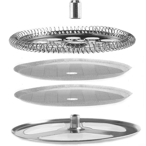 Tidevib 4-teiliges Edelstahl-Pressefilter-Ersatz-Set mit Spiralplatte, Kreuzplatte, Kaffeemaschine (1000 ml) von Tidevib