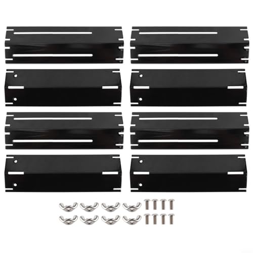 Tidevib 8 Stück verstellbare Edelstahl-Heizplatte BBQ Gasgrill Ersatz-Kit Flamme Tamer 20,5-53,3 cm ausziehbar schwarz von Tidevib