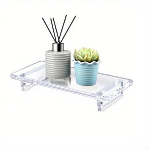 Tidevib Acryl-Badezimmer-Tablett für Küche oder Schminktisch, transparent, klein, rechteckig, Schmuckschale für Heimdekoration (einzeln geladen) von Tidevib