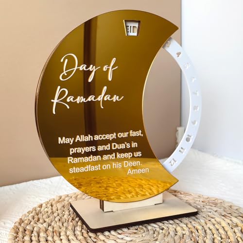 Tidevib Acryl-Ramadan-Countdown-Kalender, Eid-Mubarak-Ornament für muslimische Festivals, Heimdekoration, 20 cm, langlebiges, wiederverwendbares Acryl-Design für Eid-Party und Urlaubsfeier Tidevib Acryl-Ramadan-Countdown-Kalender, Eid-Mubarak-Ornament für muslimische Festivals, Heimdekoration, 20 cm, langlebiges, wiederverwendbares Acryl-Design für Eid-Party und Urlaubsfeier von Tidevib