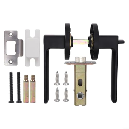 Tidevib Badezimmertürschloss, mit rot-grüner Anzeige, Zinklegierung, Innen-Sichtschutzgriff, für 35–50 mm dicke Türen, einfach zu installierender Hebel (schwarz) von Tidevib