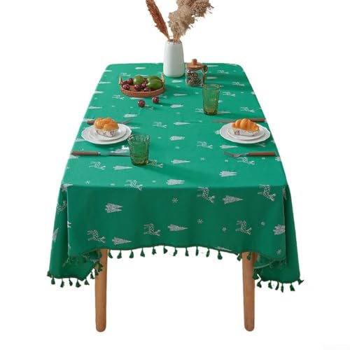 Tidevib Bestickte Tischdecke mit Hirschmuster, festliche Tischdekoration, Esstisch, Couchtisch, verschiedene Größen erhältlich (150 x 220 cm) von Tidevib