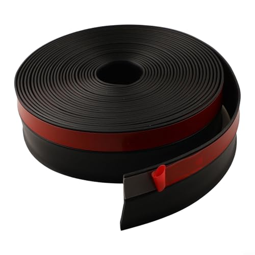 Tidevib Dichtungsstreifen für Garagentor, Wetterschutzstreifen für Türrahmen, Rollladen, wetterfeste Isolierung, um Staub, Wind und Regen zu blockieren (schwarz, 10 m) von Tidevib