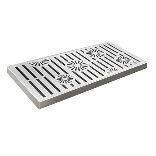 Tidevib Edelstahl-Entwässerungsabdeckung, rechteckig, Bodenablaufgitter, linearer Duschrinne für Garten, Terrasse, Pool, Gehweg (200 x 400 x 20 x 2 mm) von Tidevib