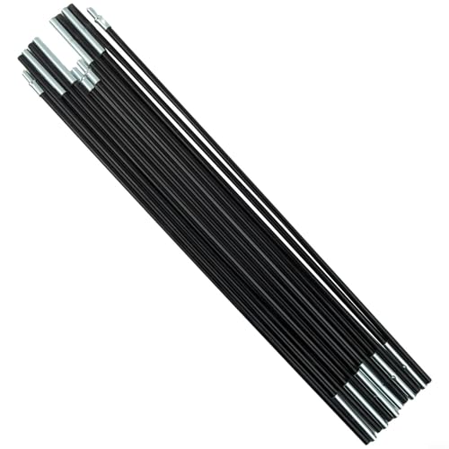 Tidevib Fiberglas-Zeltstangen-Set, leichte zusammenklappbare Stützstangen mit dehnbarer Schnur, für 1–8 Personen Campingzelte und Markisen (3 m) von Tidevib