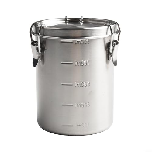 Tidevib Frischhaltedosen aus Edelstahl mit versiegeltem Deckel für die Organisation in der Küche, Behälter für Kaffeebohnen, Tee, Zucker, Mehl (1000 ml) von Tidevib
