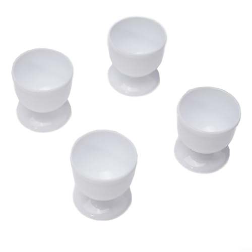 Tidevib Frühstücksset Kunststoff-Eierbecherhalter Set Ständer für harte, weich gekochte Eier, modernes Esstisch-Zubehör, weiß (4 Stück) von Tidevib