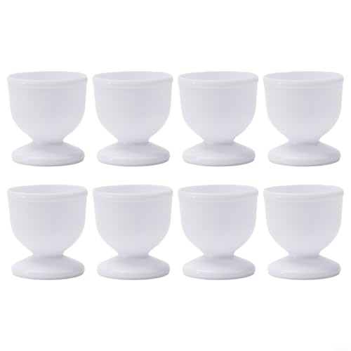 Tidevib Frühstücksset Kunststoff-Eierbecherhalter Set Ständer für harte, weich gekochte Eier, modernes Esstisch-Zubehör, weiß (8 Stück) von Tidevib