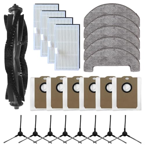 Tidevib Für Monsga MS1 MAX Roboter-Staubsauger-Ersatzteil-Set mit Rollenbürste, Wischmopp-Pads, HEPA-Filter, Staubsammelbeutel, Seitenbürsten, Reinigungsset (B) von Tidevib