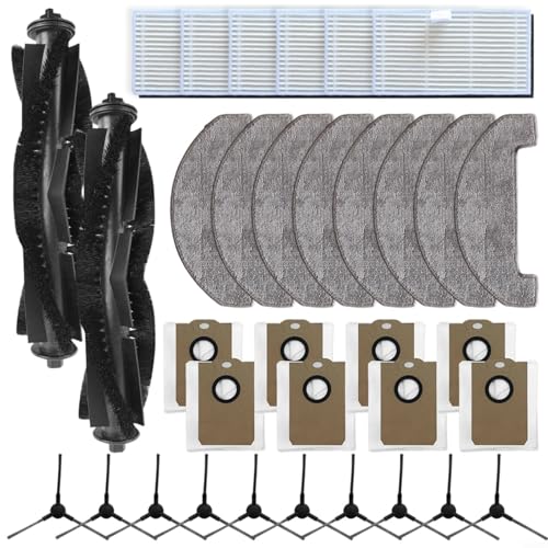 Tidevib Für Monsga MS1 MAX Roboter-Staubsauger-Ersatzteil-Set mit Rollenbürste, Wischmopp-Pads, HEPA-Filter, Staubsammelbeutel, Seitenbürsten-Reinigungsset (C) von Tidevib