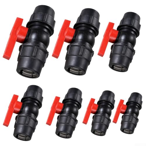 Tidevib Hochdruck-PE-Kugelhahn mit Außengewinde-Absperrung, schwarz und rot, Bewässerungsarmatur für Rohrverbindungen, Sanitärverbinder (63) von Tidevib