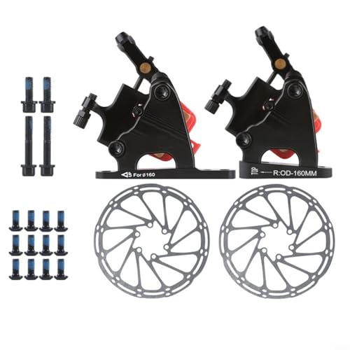 Tidevib Hydraulisches Scheibenbremsen-Set für Rennräder, flache Montage, Bremssattel-Set mit 140/160 mm Bremsscheibe vorne und hinten, für Mountainbikes (ein Set vorne und hinten) von Tidevib