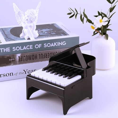 Tidevib Kreativer elektronischer Tischkalender mit Musikwiedergabe, kompakt, 18 x 13,5 x 10 cm, PP-Material, schwarz-weißes Design für Zuhause oder Büro von Tidevib