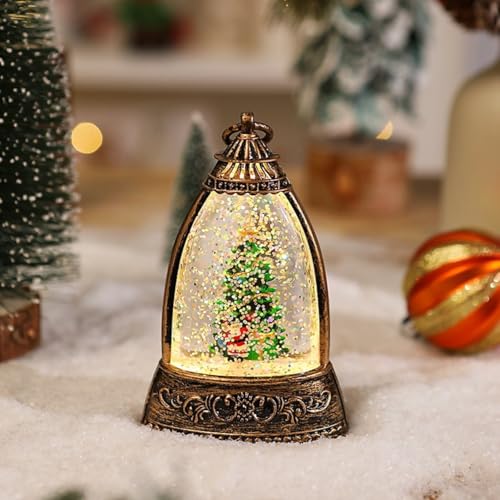 Tidevib LED-Kerzen-Dekoration, Weihnachtsmann, Elch, Schneemann, Muster, feuerlose Teelicht-Laterne, für Weihnachtsfeier, Heimdekoration, 13 cm (Weihnachtsbaum) von Tidevib