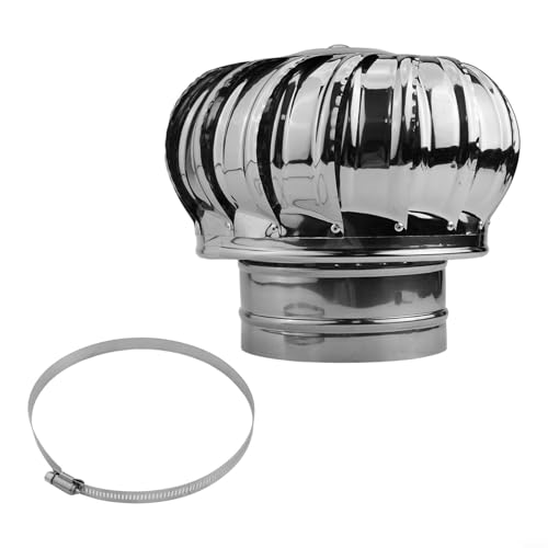 Tidevib Rotierende Schornsteinabdeckung, Edelstahl, Anti-Downdraught Spinner Rauchrohrabdeckung, Entlüftung oben Auspuffschutz (Ø110 mm) von Tidevib