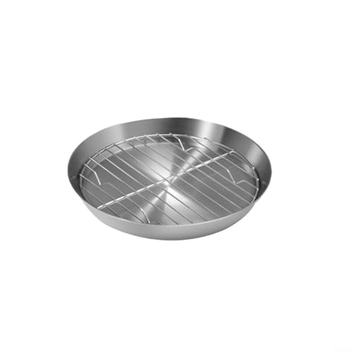 Tidevib Runde Backform aus Edelstahl, mit Kühlgitter, für Küche, Grill, Braten, Truthahn, Kuchen, Backblech, Geschirrspüler (12 cm) von Tidevib