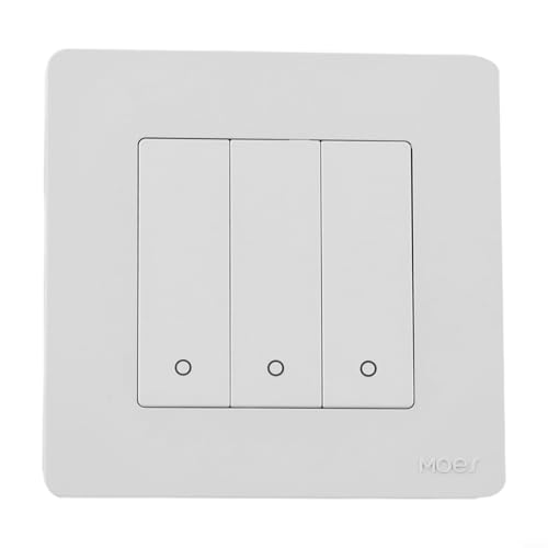 Tidevib Smart Touch Lichtschalter für ZigBee für Tuya für MOES Sternring Wandschalter 86 x 86 mm PC Material Fernbedienung (3 Gang Weiß) von Tidevib