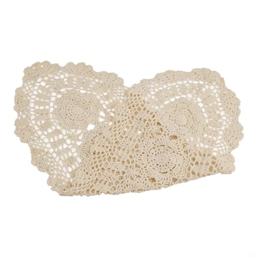 Tidevib Vintage Baumwollspitze Tischläufer handgefertigt Blumenmuster aushöhlen Häkeltischdecke Home Esszimmer Dekoration ovale Form 30 x 80 cm maschinenwaschbar (Beige) von Tidevib